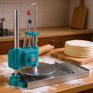 Presse à pâte à pizza en acier inoxydable 9,5 pouces, machine à chapati réglable, poignée antidérapante, outil de cuisine - Product Image 2