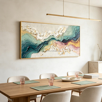 Art mural peint à la main haute qualité, paysage pastoral personnage et mouton, tons chauds brumeux, tableau encadré maison