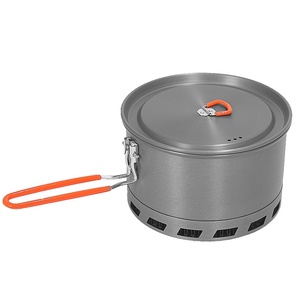 Casserole de camping en acier inoxydable 3-4L portable avec couvercle et poignée orange pour cuisinières à gaz et à induction - Product Image 1