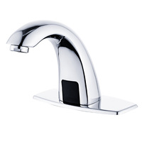 Robinet de salle de bain contemporain à capteur tactile AC, mitigeur monotrou automatique électronique à économie d'eau