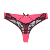Culottes sexy transparentes en dentelle pour femmes, string en nylon à entrejambe ouvert, taille basse, couleur unie, nouveauté usine