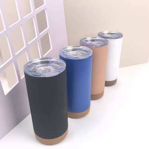 Gobelet de voiture à fond en liège de 16 oz, thermos en acier inoxydable 304, affichage de la température, gobelet à café portable à double paroi pour les fêtes et l'extérieur - Product Image 4