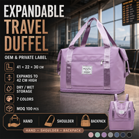 Sac de voyage extensible OEM personnalisé avec compartiment sec/humide et manchon de bagage pour la gym, les week-ends, sac fourre-tout pour femme
