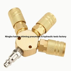 Raccord rapide américain à six points trois voies 1/4 NPT, séparateur d'air pour compresseur à quatre voies en laiton, tête hexagonale, forme ronde - Product Image 1