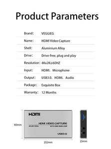 4K HDMI để USB HDMI Video Capture Card 1080P phát sóng trực tiếp OBS trò chơi phát sóng trực tiếp hộp với vòng lặp ra - Product Image 6