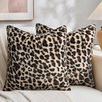 Ensemble de housses de coussin carrées décoratives réversibles à imprimé peau de léopard, 18x18 pouces