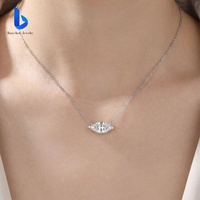 Collier en or 14 carats avec diamant de laboratoire 1 carat, collier simple en or pour femmes, coupe marquise