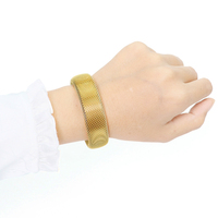 18K Or Dubaï Bracelet Moyen-Orient Énorme Large Manchette Bracelet Femmes En Acier Inoxydable Bracelet Extensible Arabie Saoudite Printemps Maille Bracelet