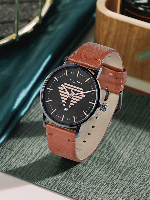 TOMI T042 Hot Sale Fashion Quartz Watch Leather Band Alloy Case Round Shape Dial Pointer Display Luxury Wristwatches for Unisex