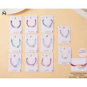 Colorful Elastic Shell <b>Bracelet</b> Stainless Steel Handmade 12pcs <b>Set</b> Unisex Gift Jewelry - Product Image 1