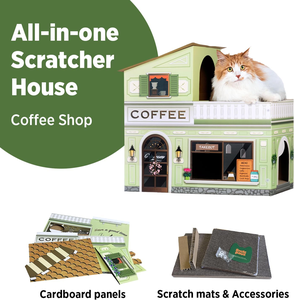 Cat Beds for Indoor Cats, Cardboard Cat House with Scratchers Large Sturdy Cat Furniture Condo Cave <b>Tent</b>, <b>Easy</b> to Assemble - Product Image 2