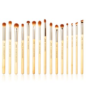 Per Jessup 15 pz Set di pennelli sintetici per trucco con etichetta di bambù e ombretto per sopracciglia pennelli Eyemakeup T137