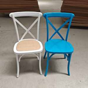 Chaises empilables robustes <span class=keywords><strong>de</strong></span> style rustique <span class=keywords><strong>de</strong></span> qualité commerciale à dossier en X pour réceptions <span class=keywords><strong>de</strong></span> mariage romantiques - Product Image 4