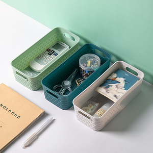 Creative Desktop Storage Basket Rectangle PP <b>Plastic</b> Office Organizer Three Piece <b>Set</b> for Cosmetic Document <b>Drawer</b> Storage - Product Image 1