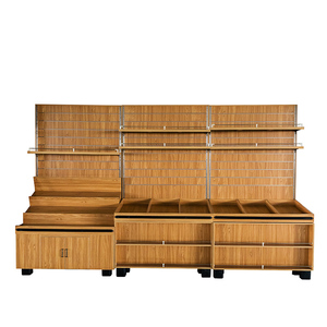 Supermarket Single-sided <strong>Wall</strong> Shelf with Iron Structure and Wooden Cabinet Body, Fashionable and <strong>Beautiful</strong> - Product Image 1