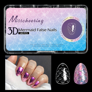 Uñas Postizas Almendradas 3D con Diseño de Escamas de Pescado, 120 Unidades por Caja, Uñas Artificiales Largas para Ballet - Product Image 5