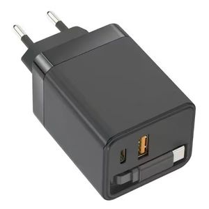 Adaptateur de chargeur mural GaN 65W PD+QC 2025 le plus populaire avec prise EU et câble rétractable pour ordinateur portable – Personnalisable - Product Image 1