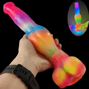 2022 Nieuwe Trend Glow In The Dark 26Cm Fantasy Dildo Dier Hond Penis Knoop Grote Dildo Groothandel