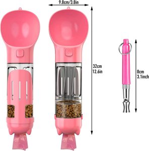 Düdük ile 4 in 1 taşınabilir köpek su şişesi kase dağıtıcı, gıda konteyner, Poop koleksiyonu kürek, çöp torbası - Product Image 3