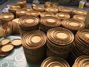 Panier de nourriture en bambou plat et rond - Product Image 4