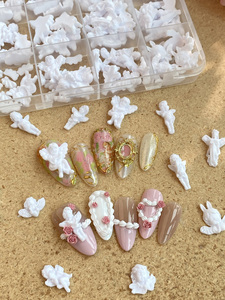 TSZS 12 grilles mignon blanc ange ongles breloques luxe mélange <span class=keywords><strong>forme</strong></span> 3D résine petit garçon ange avec aile ongles décoration - Product Image 2