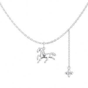 Nouveau design Dylam, collier en argent S925 avec chaîne à maillons, pendentif cheval élément du zodiaque chinois, gland et trèfle à quatre feuilles, accessoire bijou - Product Image 1