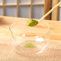 Lot de 2 bols en verre multicolores et support pour fouet pour la préparation du matcha