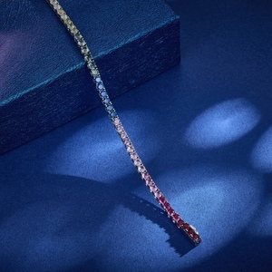 Женский модный медный Теннисный браслет с родиевым покрытием, Радужный циркониевый браслет 8 дюймов - Product Image 5