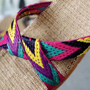 Summer for for <b>Men</b> Women Thick Sole Non Slip Indoor Use Rubber Sole Straw Upper Checkered Pattern Sweat Absorbent Home - Product Image 5