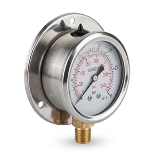 Manomètre hydraulique à cadran certifié CE 0-350 psi, jauge générale pour oxygène avec raccord en laiton - Product Image 2