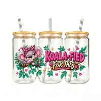 Autocollants de transfert UV DTF personnalisés de haute qualité pour gobelets Libby 16 oz, motifs animaux mignons, fabrication OEM ODM pour bouteilles en verre