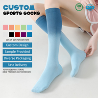Chaussettes de sport d'extérieur pour adultes, teintes par immersion, dégradé ombré, respirantes, mi-mollet, pour cyclisme et course à pied, à micro-compression