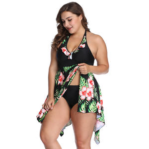 Conjunto de Tankini con estampado Floral 2024, pantalones cortos de baño de talla grande, traje de baño grande, ropa de playa, Spandex/Material de nailon con logotipo frontal - Product Image 5
