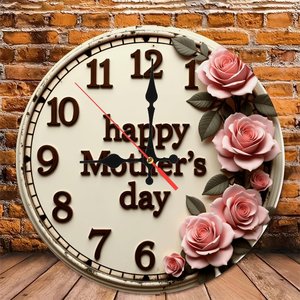 Round Wooden <b>Wall</b> <b>Clock</b> 25x25Cm <b>Silent</b> Natural Wood Panel Home Bedroom Study Decor - Product Image 4