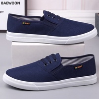 BAEWOON B05 Chaussures en toile noires style vieux Pékin avec semelle Oxford, décontractées, confortables, respirantes, à enfiler, pour homme