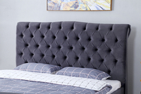 Wills oon Doppelbett Modernes Design Schlitten Getuftetes Kopfteil Crush Velvet Fabric Gepolsterter Holzrahmen Chinese Made for Home