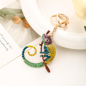 Elmas bukalemun anahtarlık Bling kristal Rhinestone kertenkele anahtarlık sevimli hayvan yenilik Charm Pet hediye Gecko tarzı - Product Image 3
