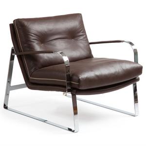 Chaise de salle à manger design moderne en fer et cuir pour bureau à domicile Mobilier de maison classique - Product Image 1