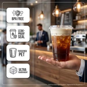 แก้ว PET แบบใช้ครั้งเดียว พิมพ์โลโก้ รีไซเคิลได้ ทรงกลม ขนาด 12oz 16oz รูปตัวยู พร้อมฝาปิด สำหรับชานมไข่มุกและกาแฟ - Product Image 2