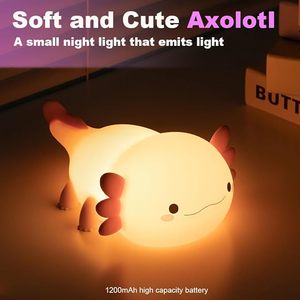 <span class=keywords><strong>Veilleuse</strong></span> Axolotl Mignonne en Silicone à Intensité Réglable, Lampe de Chevet Rechargeable Adorable pour Enfants - Product Image 3