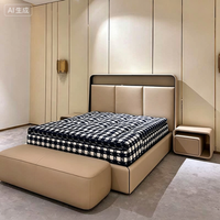 Lit double en bois massif personnalisé, mobilier de chambre à coucher moderne, luxueux et confortable, durable