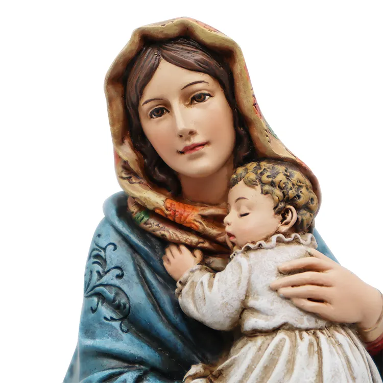 Fábrica resina clássica maria com a criança resina personalizada mãe maria estatueta maria de deus