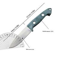 Couteau de Bushcraft en acier S30V, lame fixe, manche G10, couteau droit de survie, de camping, de chasse, d'extérieur, avec étui en cuir de vache, 22,9 cm