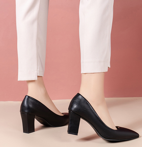 <span class=keywords><strong>Tacchi</strong></span> alti professionali in pelle sintetica nera opaca per donne pump con plateau per cerimonie e lavoro d'ufficio - Product Image 5