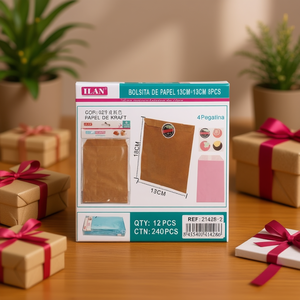 Sacchetti di carta Ilan 13x18 cm Kraft 8 pezzi con adesivi per confezioni regalo - Product Image 2