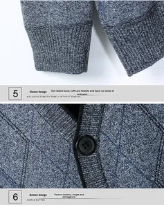 เสื้อสเวตเตอร์ผู้ชายมาใหม่ เสื้อคาร์ดิแกนผู้ชายวัยกลางคน แขนยาว ติดกระดุม คอวี ผ้าหนา เสื้อถักนิตติ้งผู้ชาย เสื้อคาร์ดิแกนแบบสั่งทำ - Product Image 5