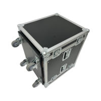 Rak Amplifier OEM 12U, Road Case Beroda, Flight Case yang Dapat Disatukan, Pintu Depan/Belakang, Aksesoris Seng Biru, Dilengkapi Spinner, Berperingkat IP67