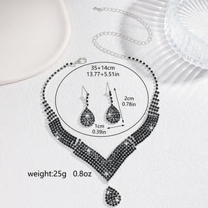 ชุดสร้อยคอและต่างหูเจ้าสาวทรงหยดน้ำระยิบระยับระดับไฮเอนด์  วัสดุโลหะผสมสังกะสี ชุบทอง/เงิน/โรสโกลด์  เครื่องประดับแฟชั่นทันสมัย - Product Image 6