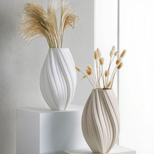 Nouvel ensemble de 2 vases en céramique de qualité supérieure, formes nordiques 3D, pour fleurs séchées, décoration minimaliste rustique pour <span class=keywords><strong>la</strong></span> maison et <span class=keywords><strong>la</strong></span> maison d'hôtesse - Product Image 1
