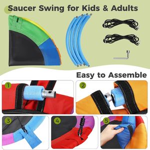Balançoire suspendue, charge maximale <span class=keywords><strong>300</strong></span> <span class=keywords><strong>kg</strong></span> avec coussin, réglable, intérieur et extérieur, pour enfants et adultes (100 cm) - Product Image 6